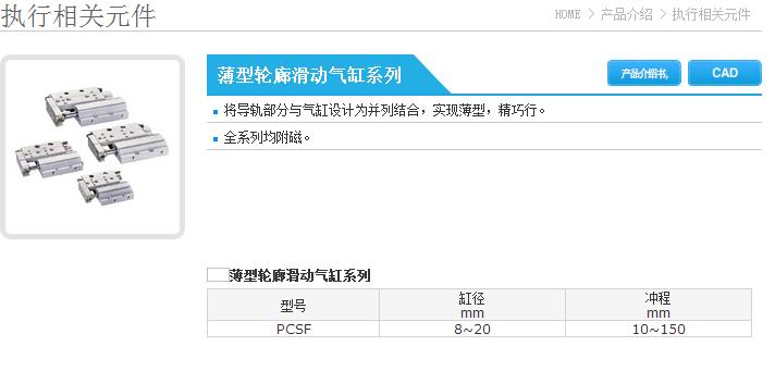 薄型轮廊滑动气缸系列