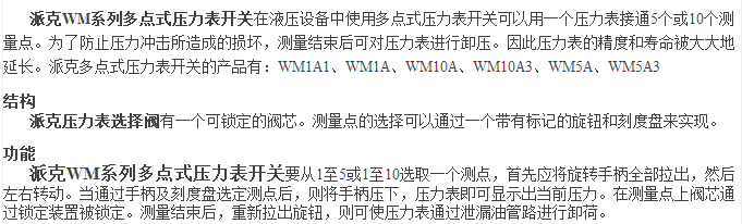 多点式压力表开关